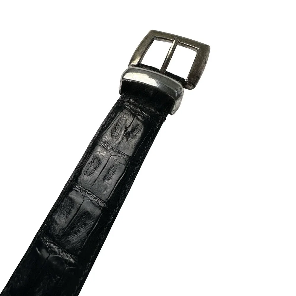 Bespoke Black Genuine Crocodile Mens 1.25 Inch Width Belt Size 34 NWOT USA